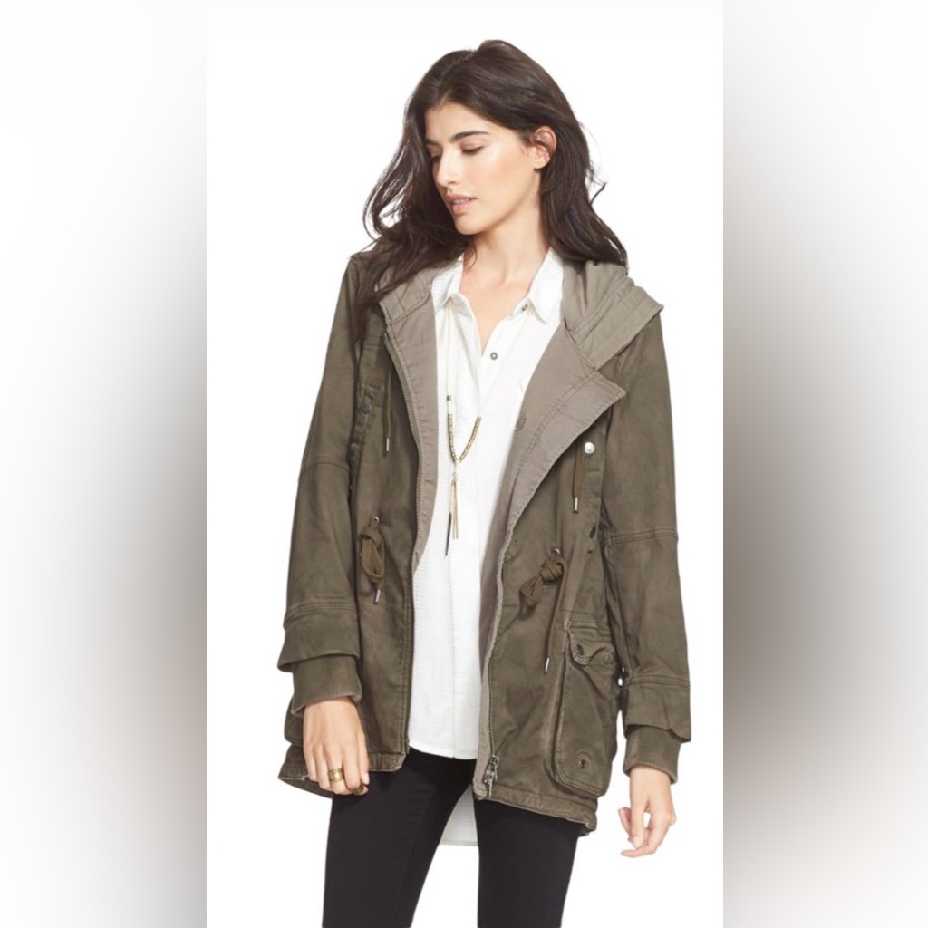 Free People Oversized Military Green Trench Coat (S)